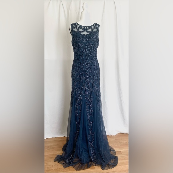 Montage by Mon Cheri Dresses & Skirts - Never altered never worn formal beaded gown by Montage Size S. Deep Ocean (Navy)
